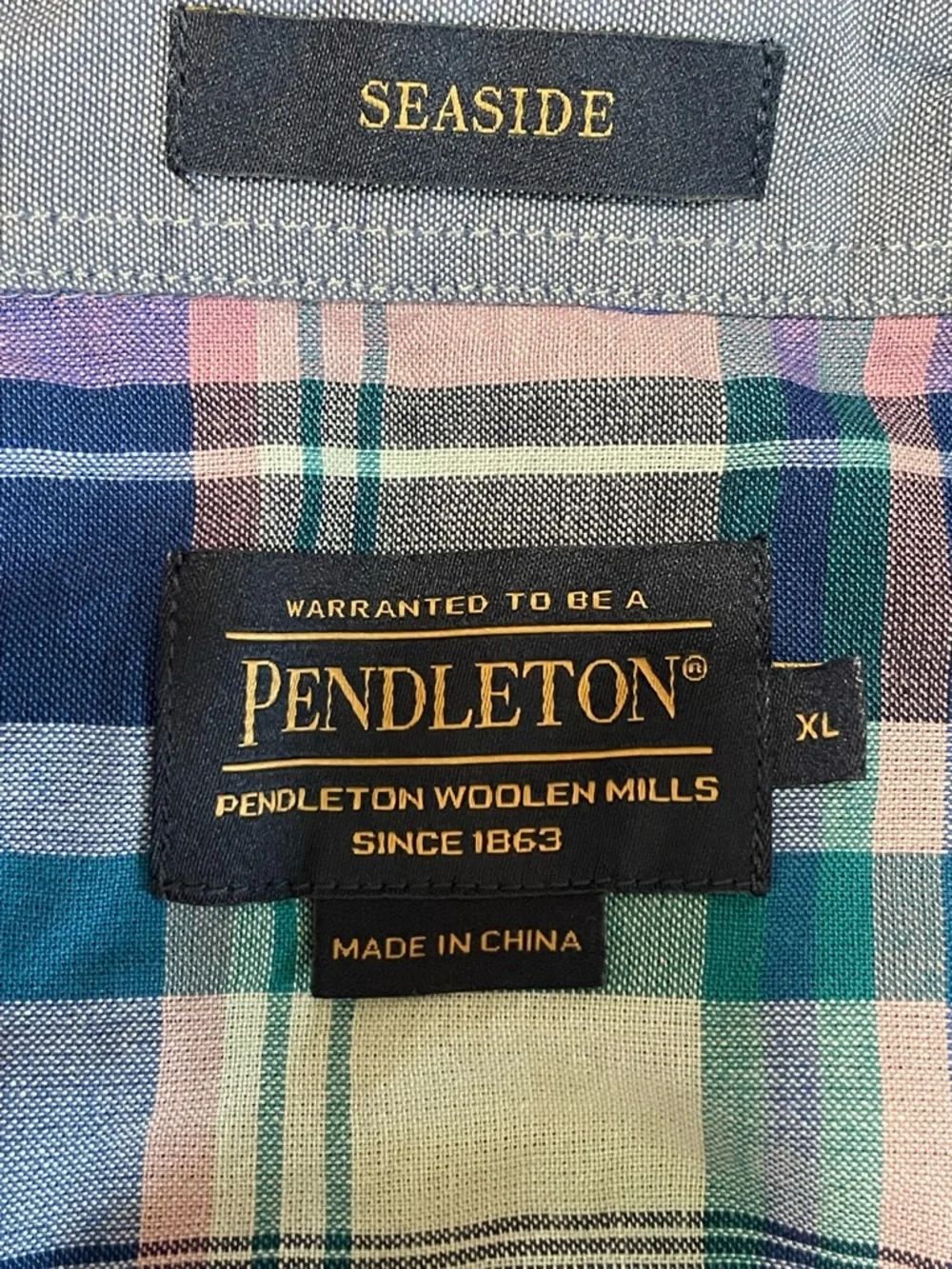 Seaside Pendleton Plaid Men Size XL Preppy Blue Pink Travel Beach Resort - Picture 2 of 7